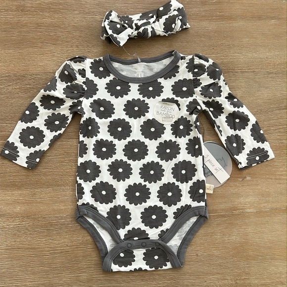 Milkberry Baby Girl Bamboo Long Sleeve Pants Headband 0-3 3-6 6-9 months - Picture 6 of 7